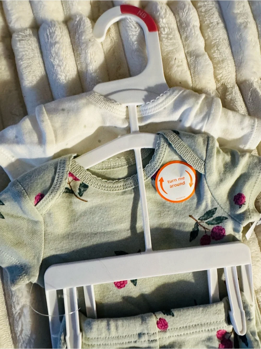 Mint Green Floral Ruffle Baby Romper Set with White Bodysuit, 3 LongSleeved